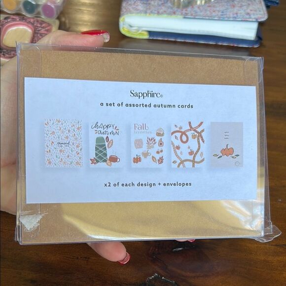 Sapphire Design Co. Happy Autumn Card set of 10 cards with envelopes NEW - Picture 7 of 7